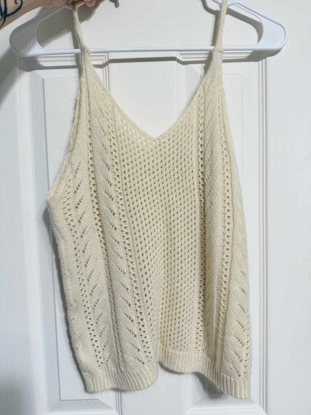 Cream Knit Pointelle Tank Top